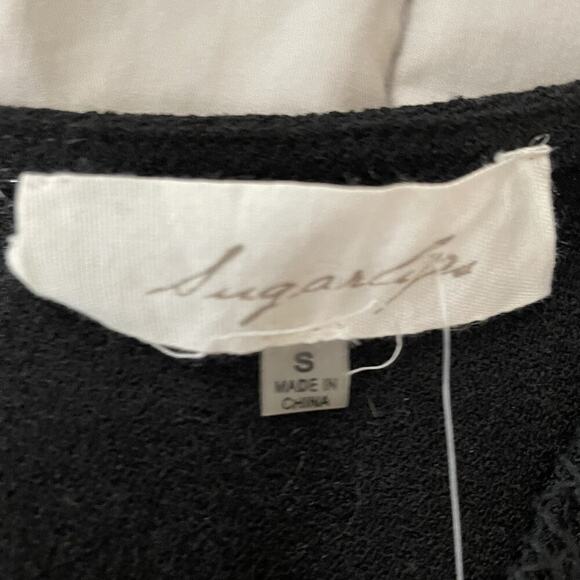 Sugarlips NWT Sleeveless Peplum Blouse Black Size Small Lace Trim Preppy Y2K - Picture 5 of 8